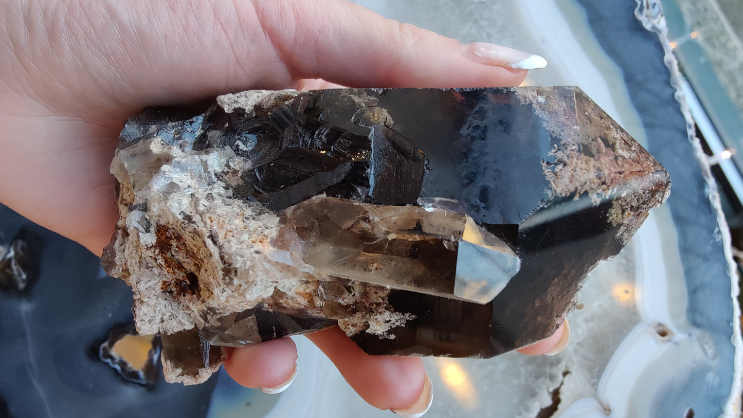 Lodalite Included Smoky Quartz Point from Brazil