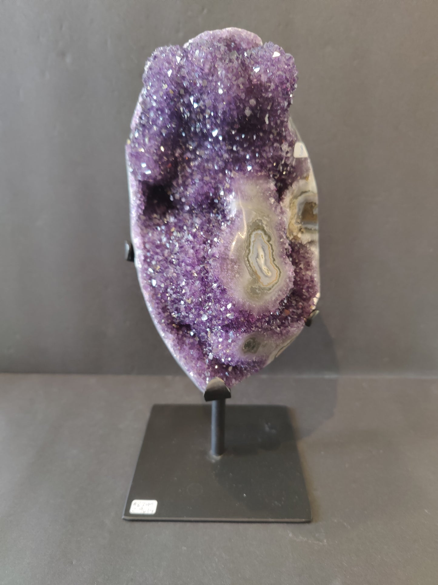 Amethyst Geode Sculpture with Wrought Iron Stand