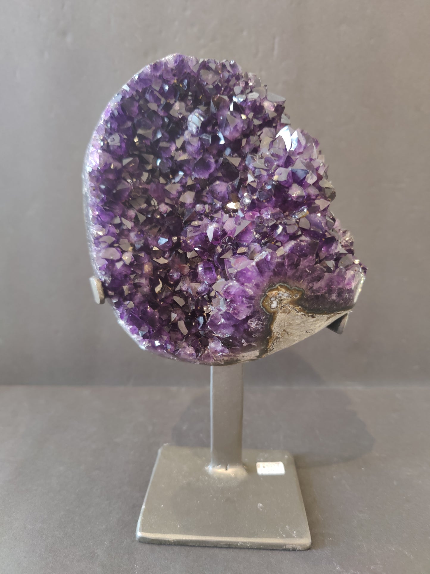 Amethyst Geode Sculpture with Wrought Iron Display Stand
