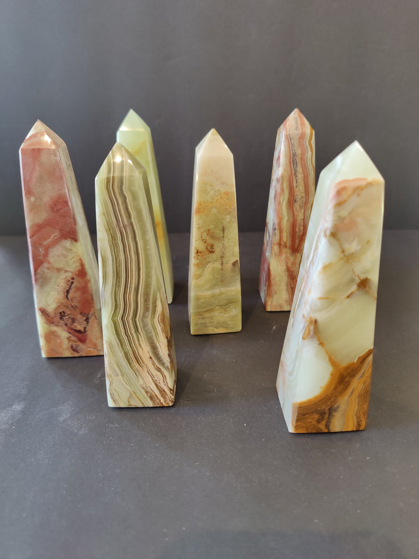 Green Onyx Obelisk Tower Sculpture 5"