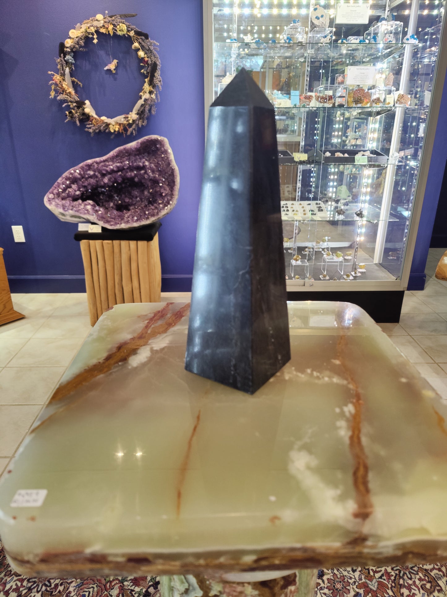 Black Onyx Obelisk Sculpture 12"