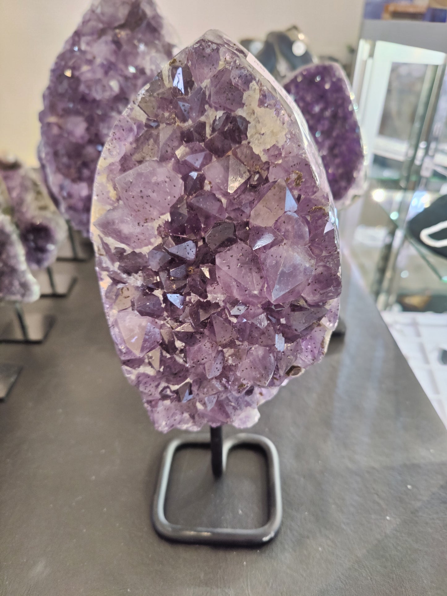 Amethyst Crystal Geode on Metal Stand