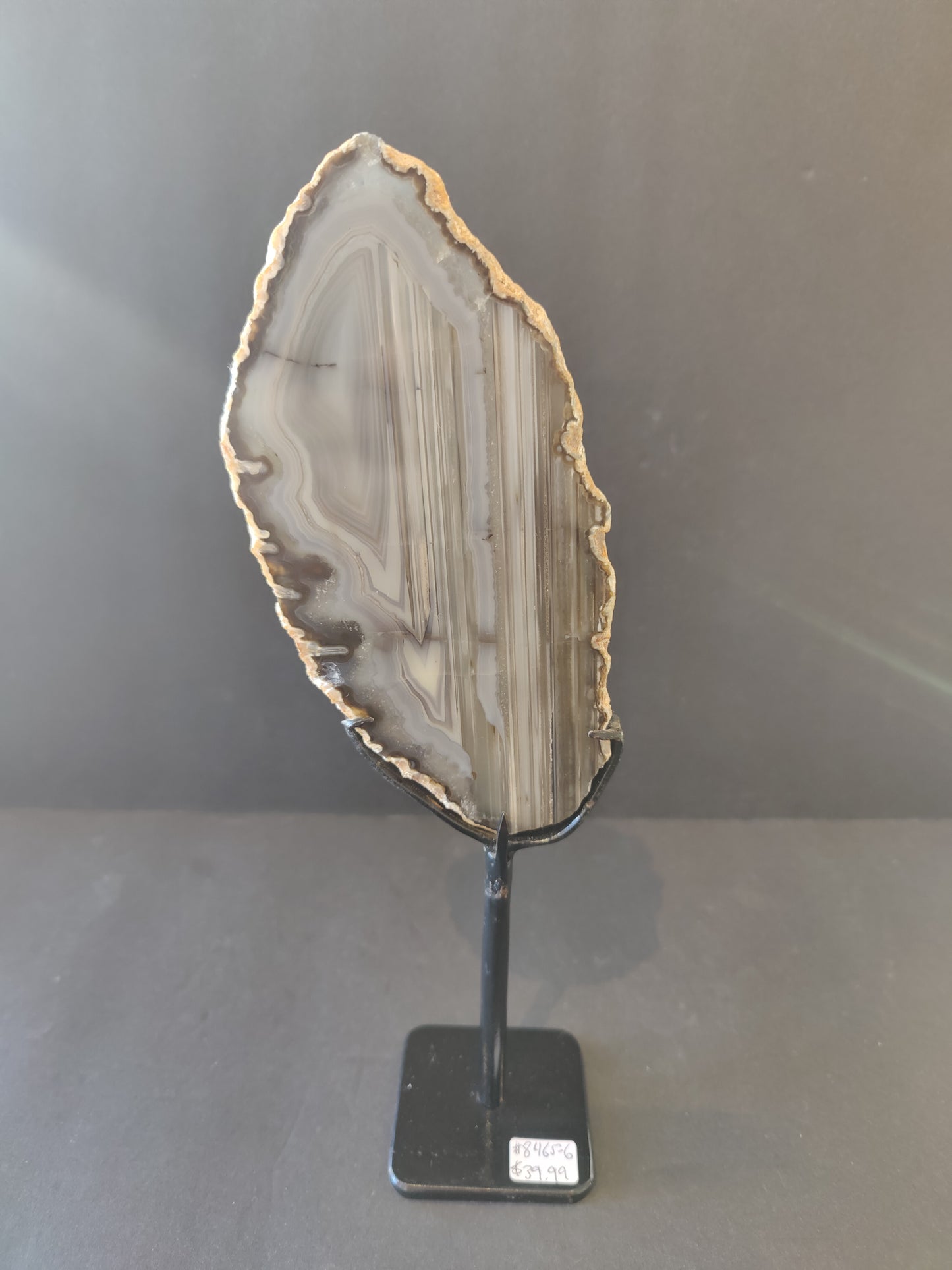 Agate Slice on Metal Display Stand