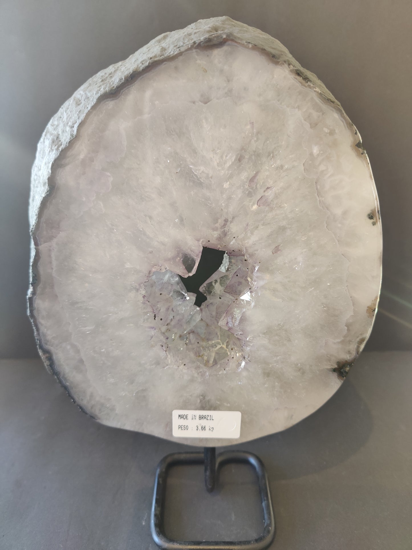 Amethyst Geode Slice on Metal Display Stand
