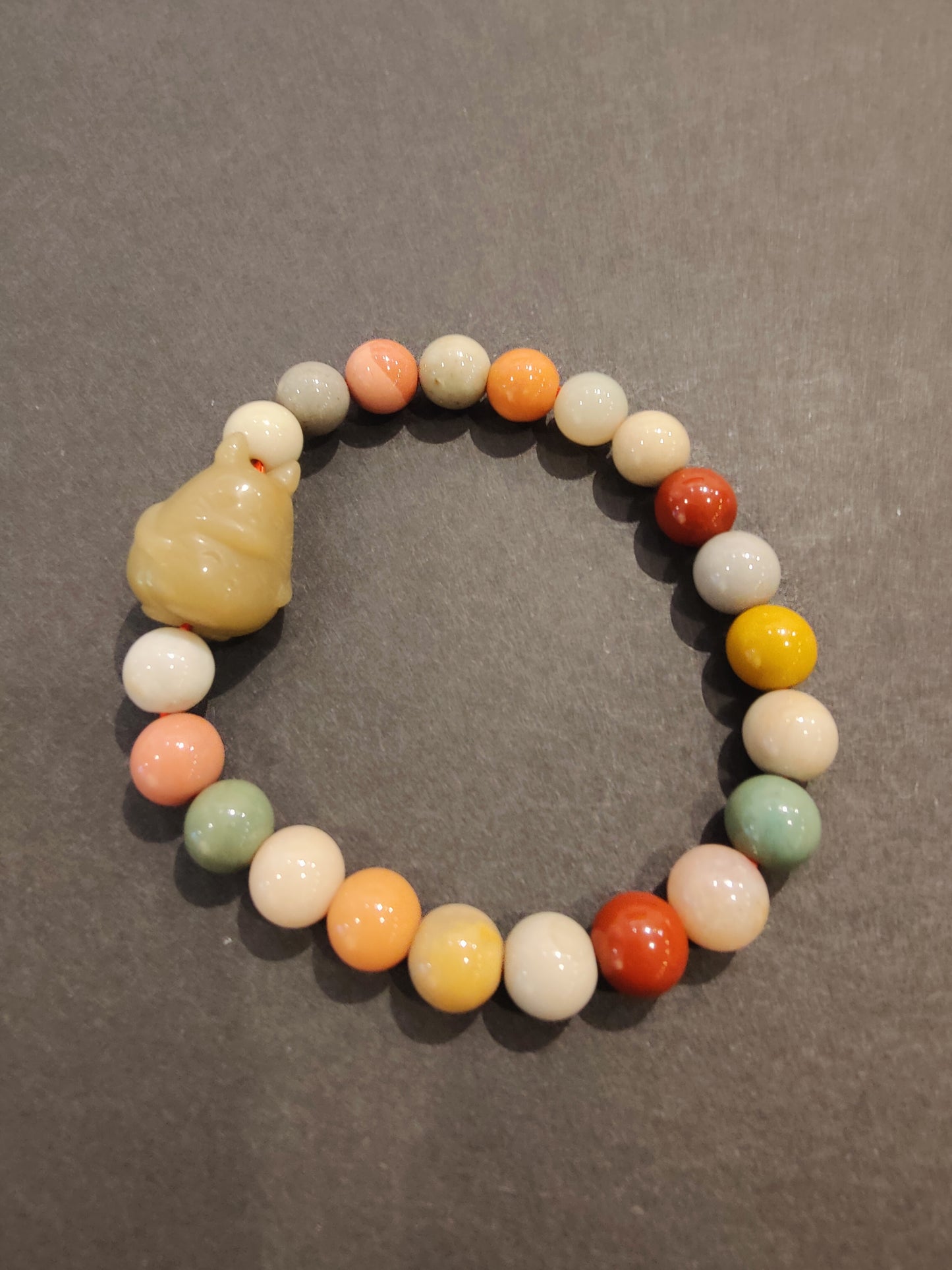 Jasper Multi-Color Bead Bracelet with Animal Charm