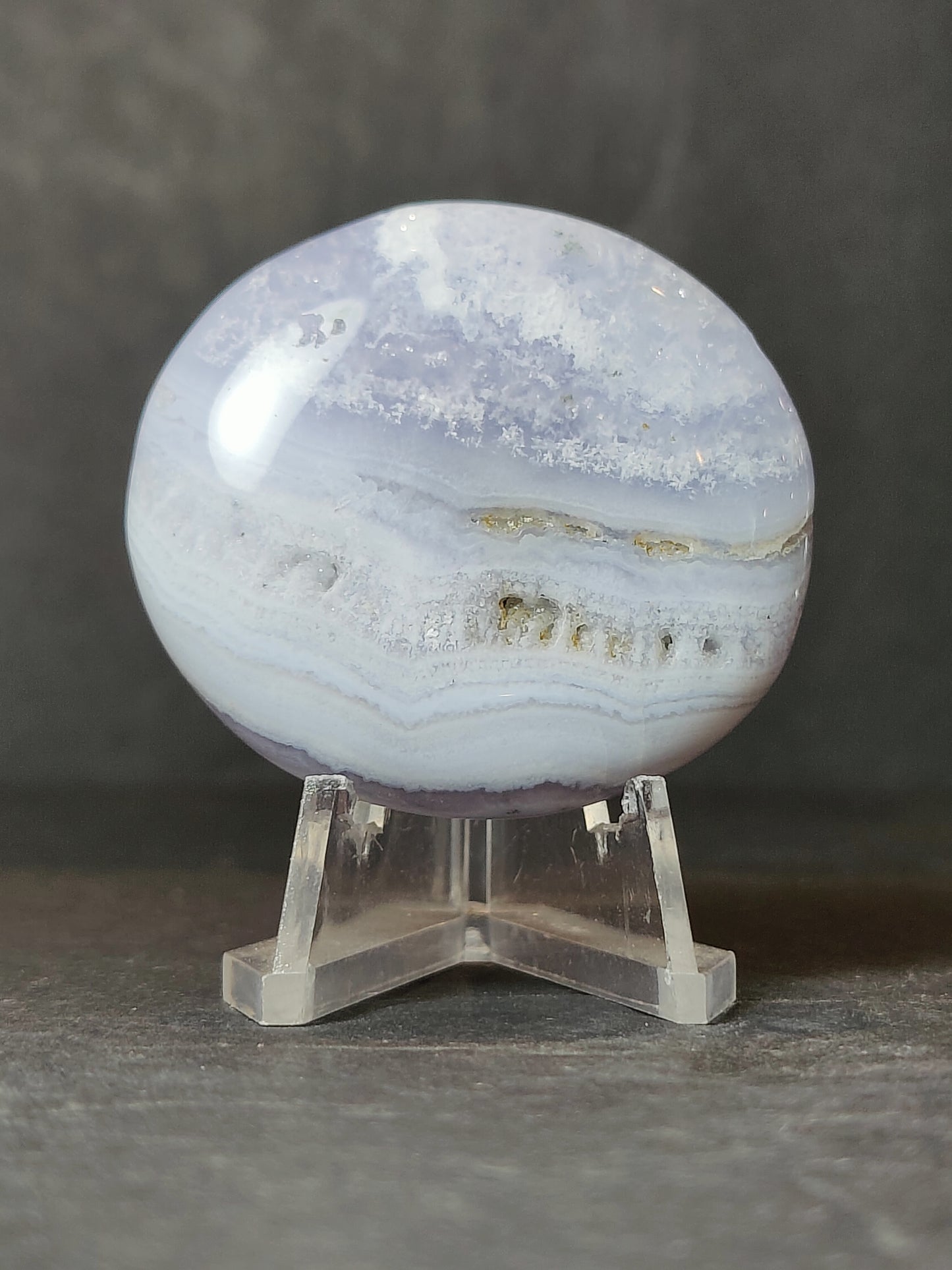 Blue Lace Agate Palmstone | Natural Crystal Palm Stone | Rare Earth Gallery