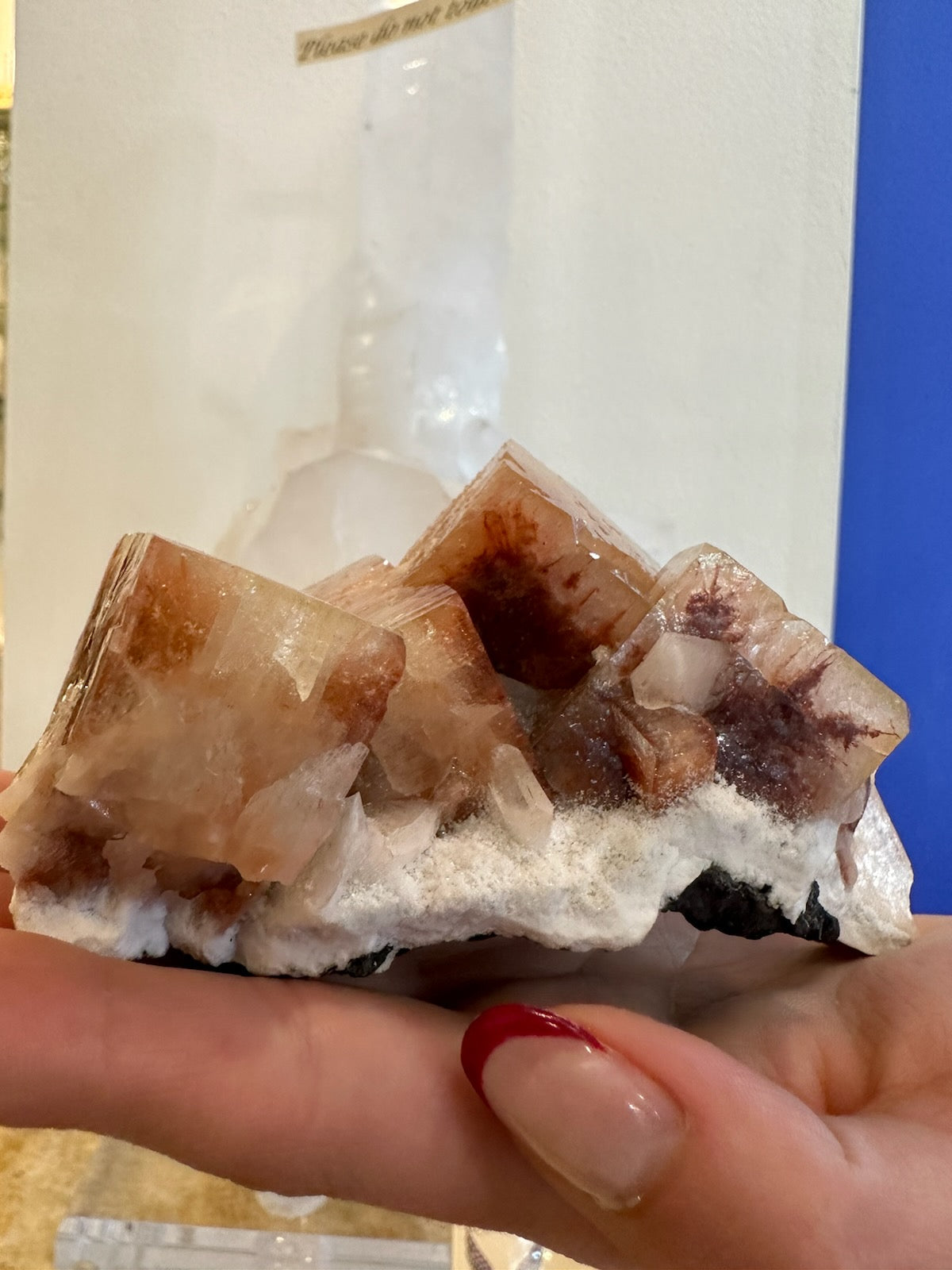 Red Apophyllite Cube with Stilbite on Matrix from Pune, India