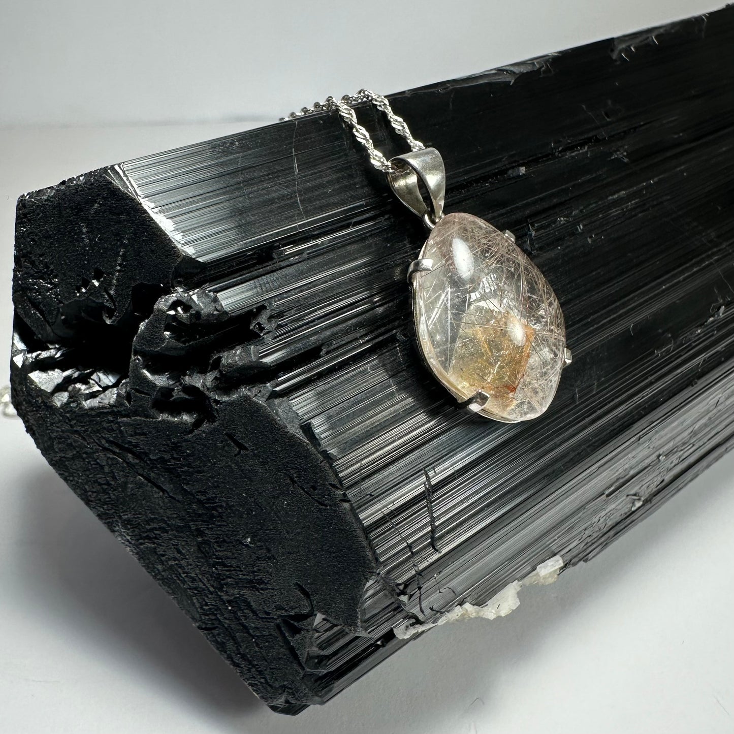 Rutilated Quartz Teardrop Pendant