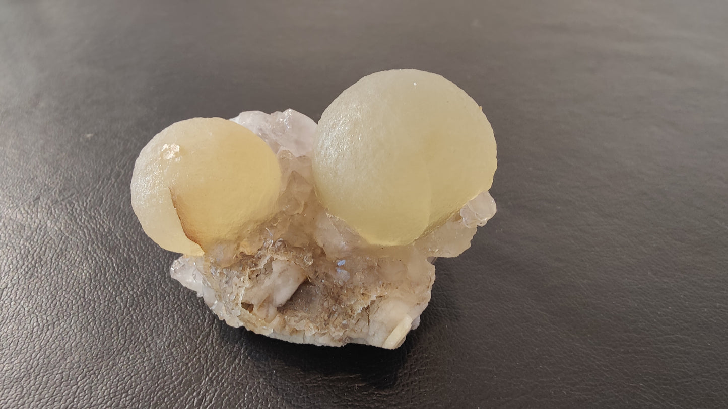 Fluorite Ball on Quartz Matrix from India