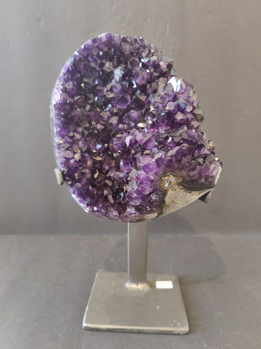 Amethyst Geode Sculpture with Wrought Iron Display Stand