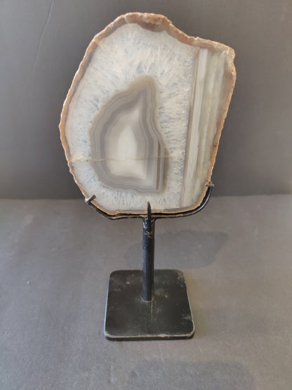 Agate Slice on Metal Display Stand