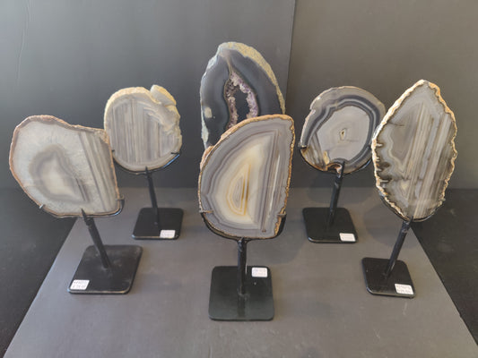 Agate Slice on Metal Display Stand