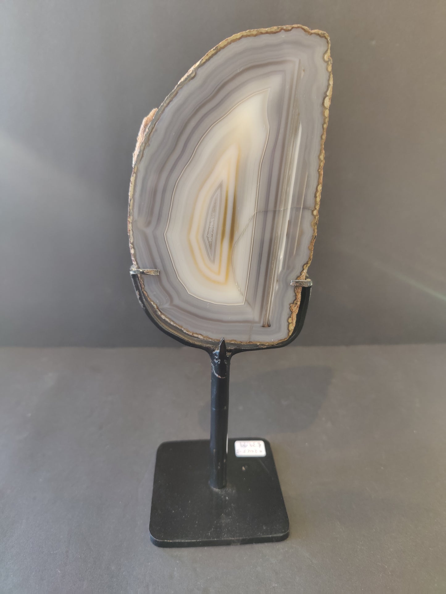 Agate Slice on Metal Display Stand