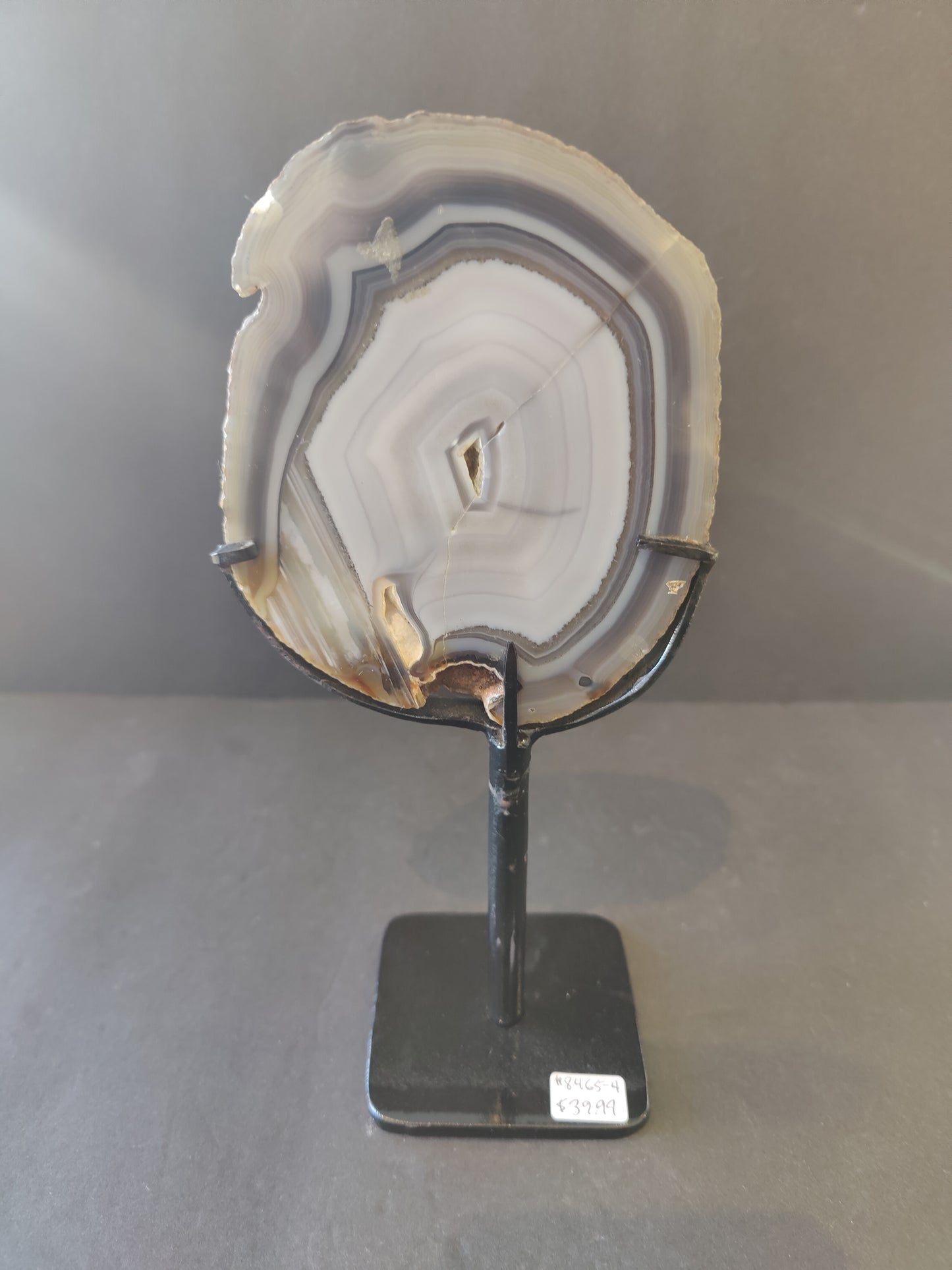 Agate Slice on Metal Display Stand