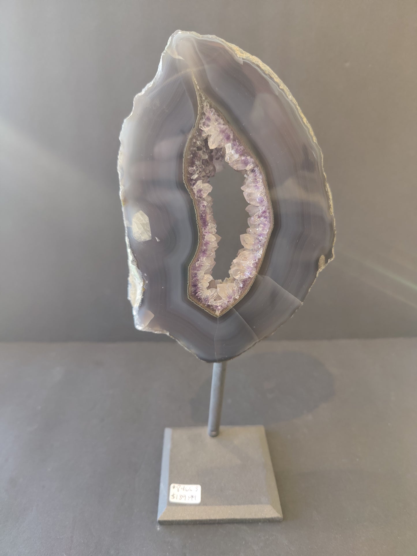 Agate Slice on Metal Display Stand