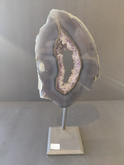 Agate Slice on Metal Display Stand