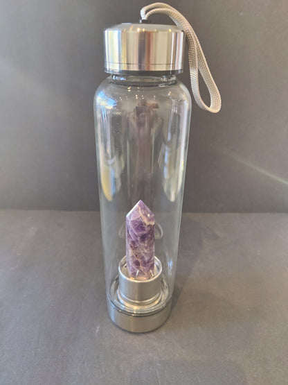 Crystal Infused Stainless Steel & Glass 16oz Water Bottle with Insulation Sleeve