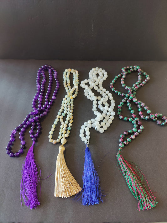 Stone Bead Mala Necklace