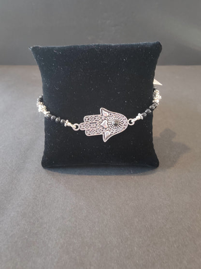 Brass and Bead Bracelet with Charm