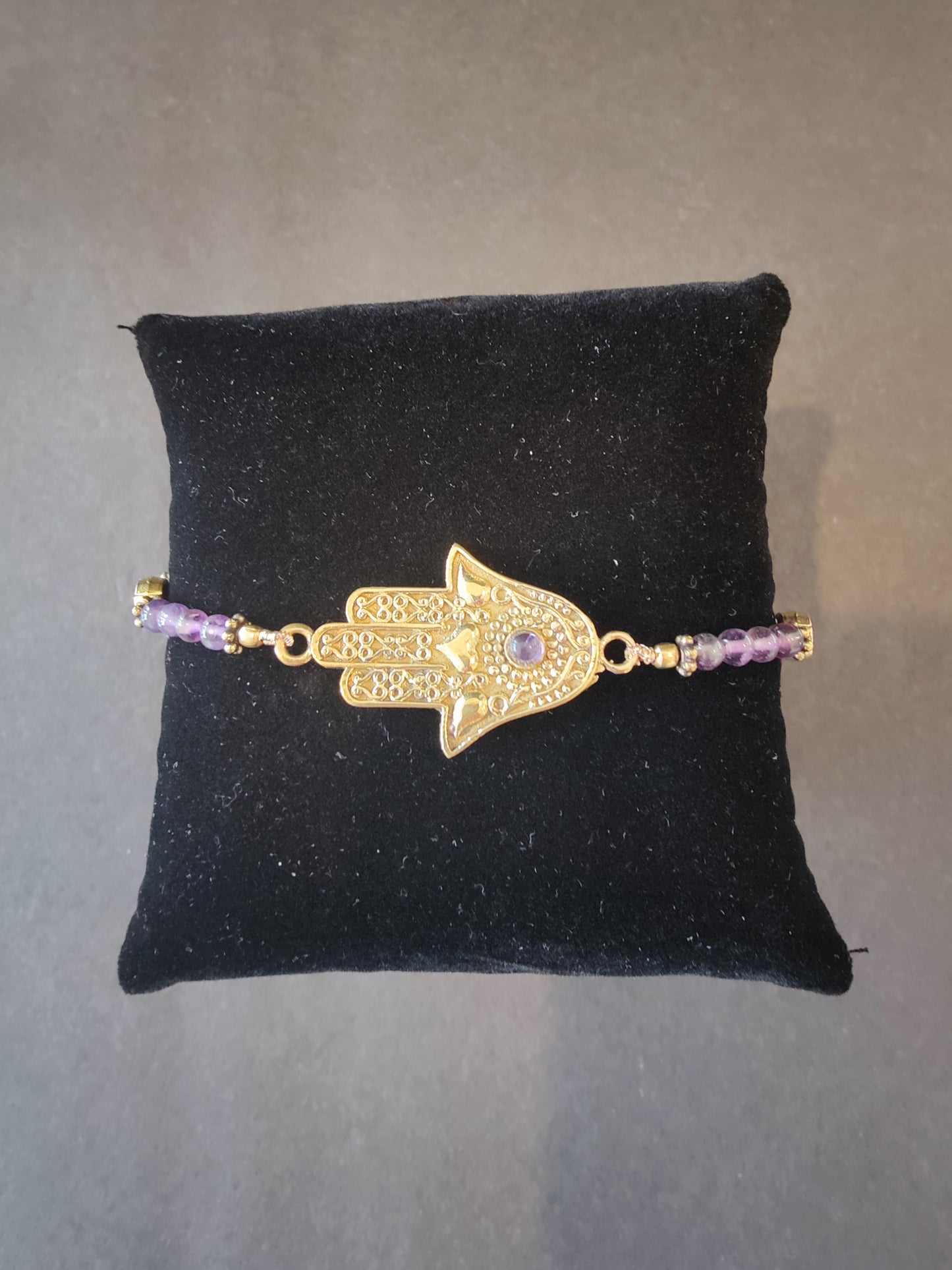 Brass and Bead Bracelet with Charm