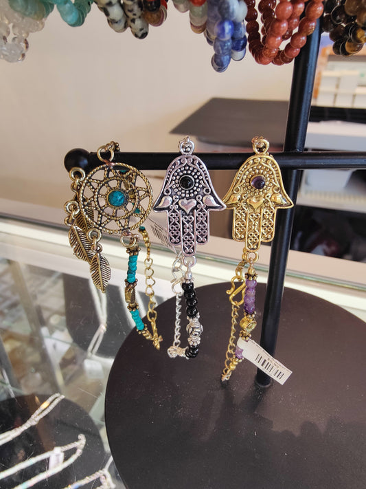 Brass and Bead Bracelet with Charm