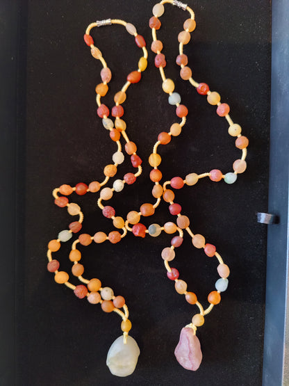 Gobi Desert Agate Bead Necklace with Agate Pendant