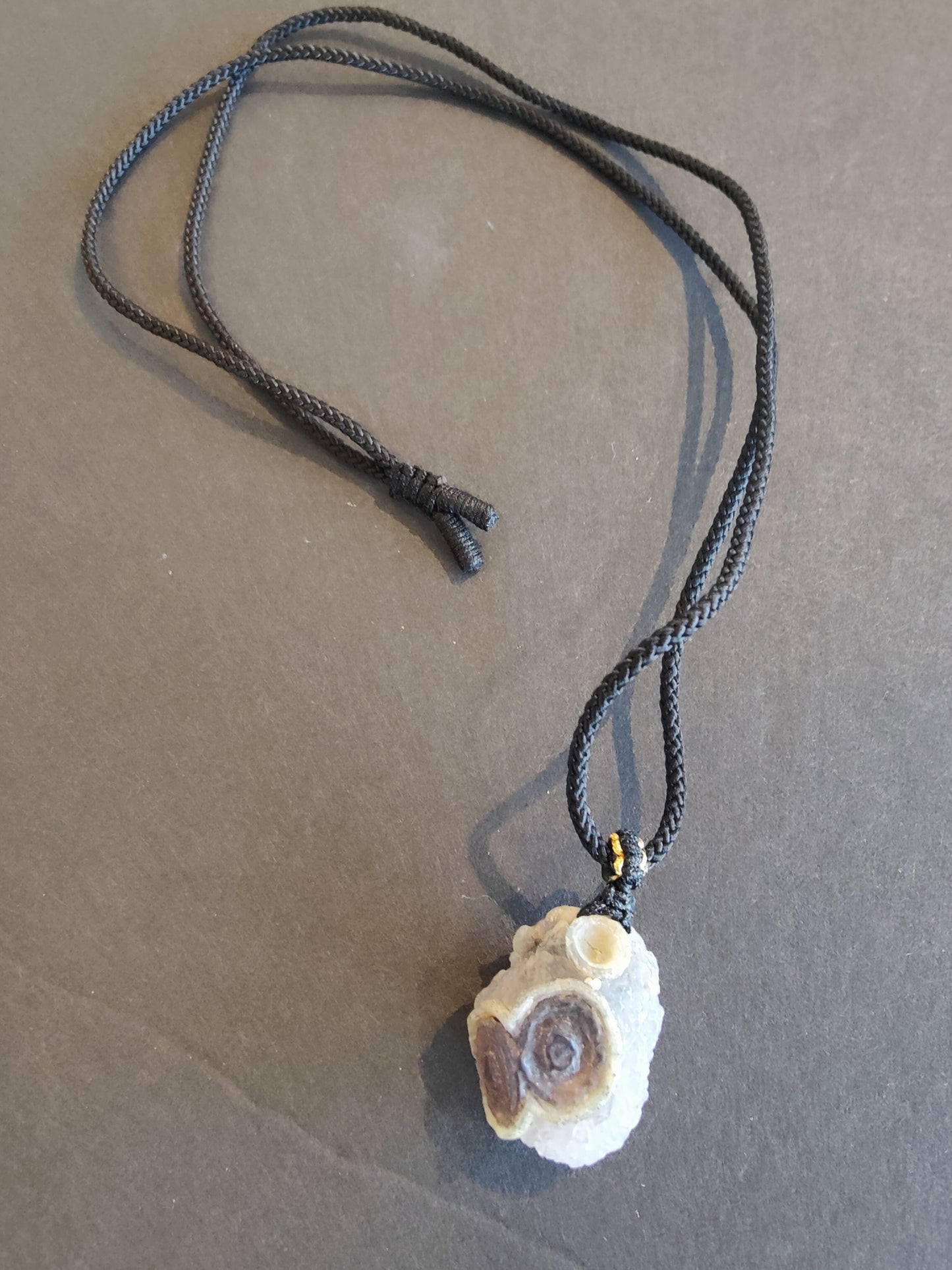 Gobi Desert Eye Agate Pendant on Black Cord Necklace