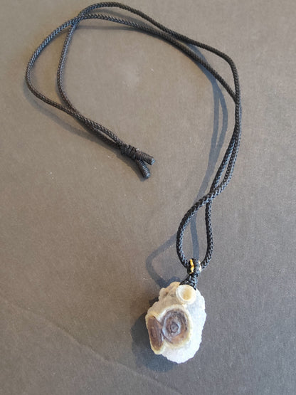 Gobi Desert Eye Agate Pendant on Black Cord Necklace