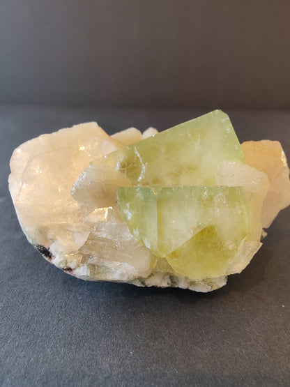 Green Apophyllite Cubes with Peach Stilbite Specimen 157g