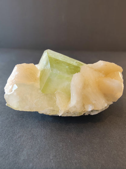 Green Apophyllite Cubes with Peach Stilbite Specimen 157g