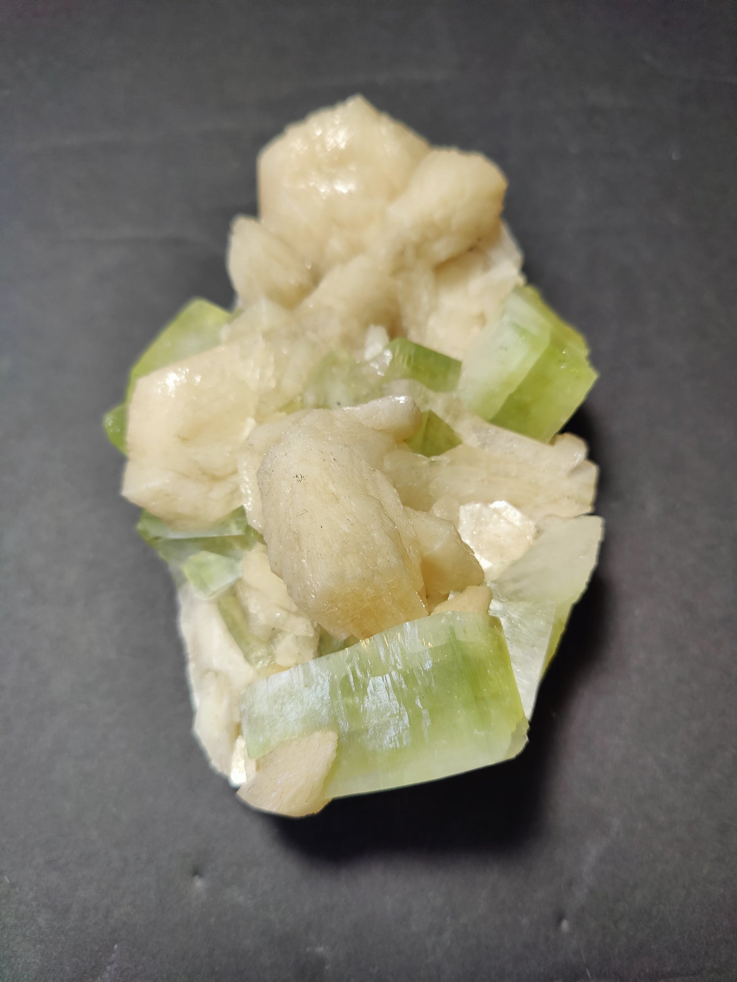 Green Apophyllite Cubes with Peach Stilbite Specimen 761g