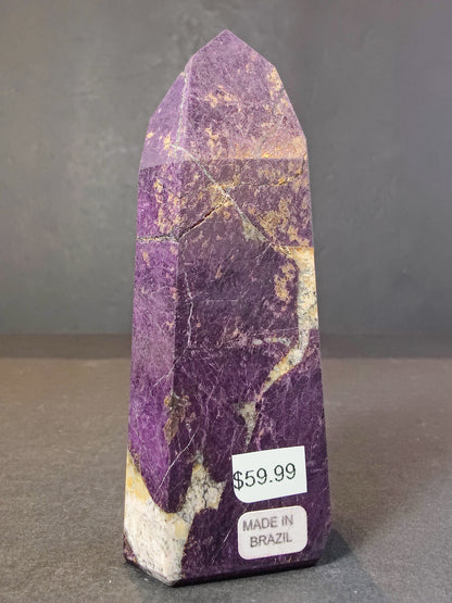 Purpurite Polished Obelisk Tower Sculpture