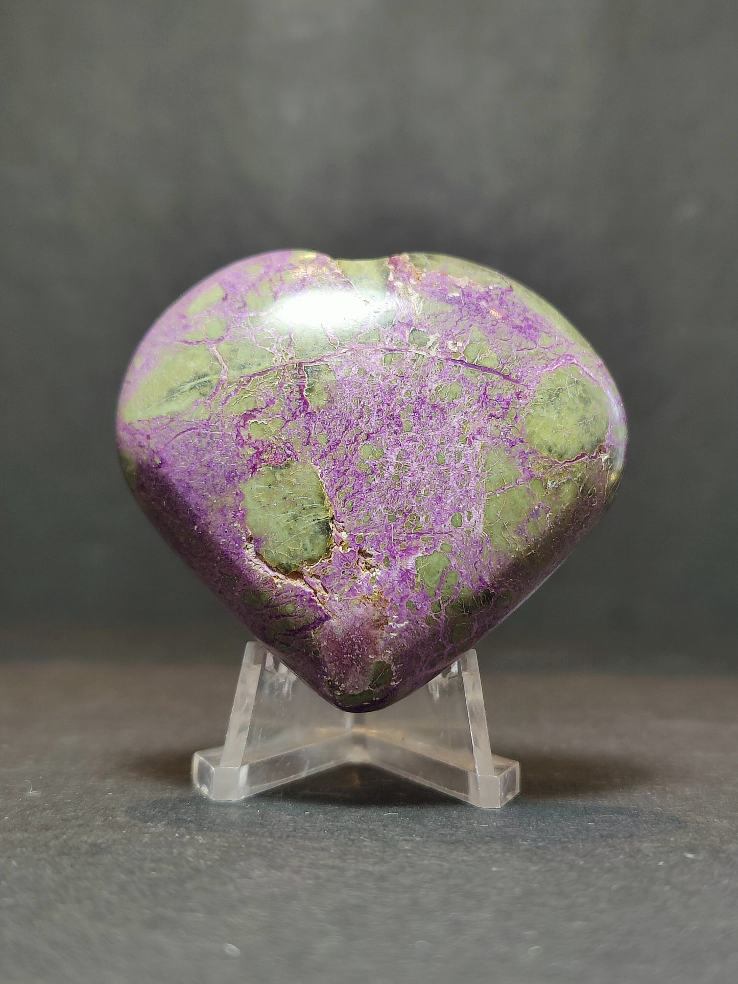 Atlantisite (Stichtite & Serpentine) Polished Heart & Palmstone Sculpture
