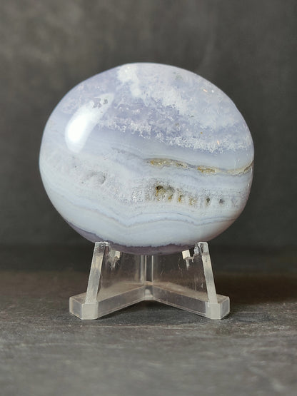 Blue Lace Agate Palmstone | Natural Crystal Palm Stone | Rare Earth Gallery
