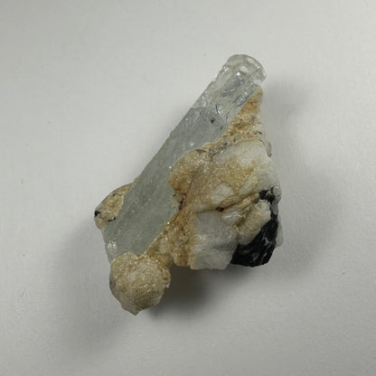 Aquamarine on Albite with Black Tourmaline Shigar Valley, Skardu, Pakistan