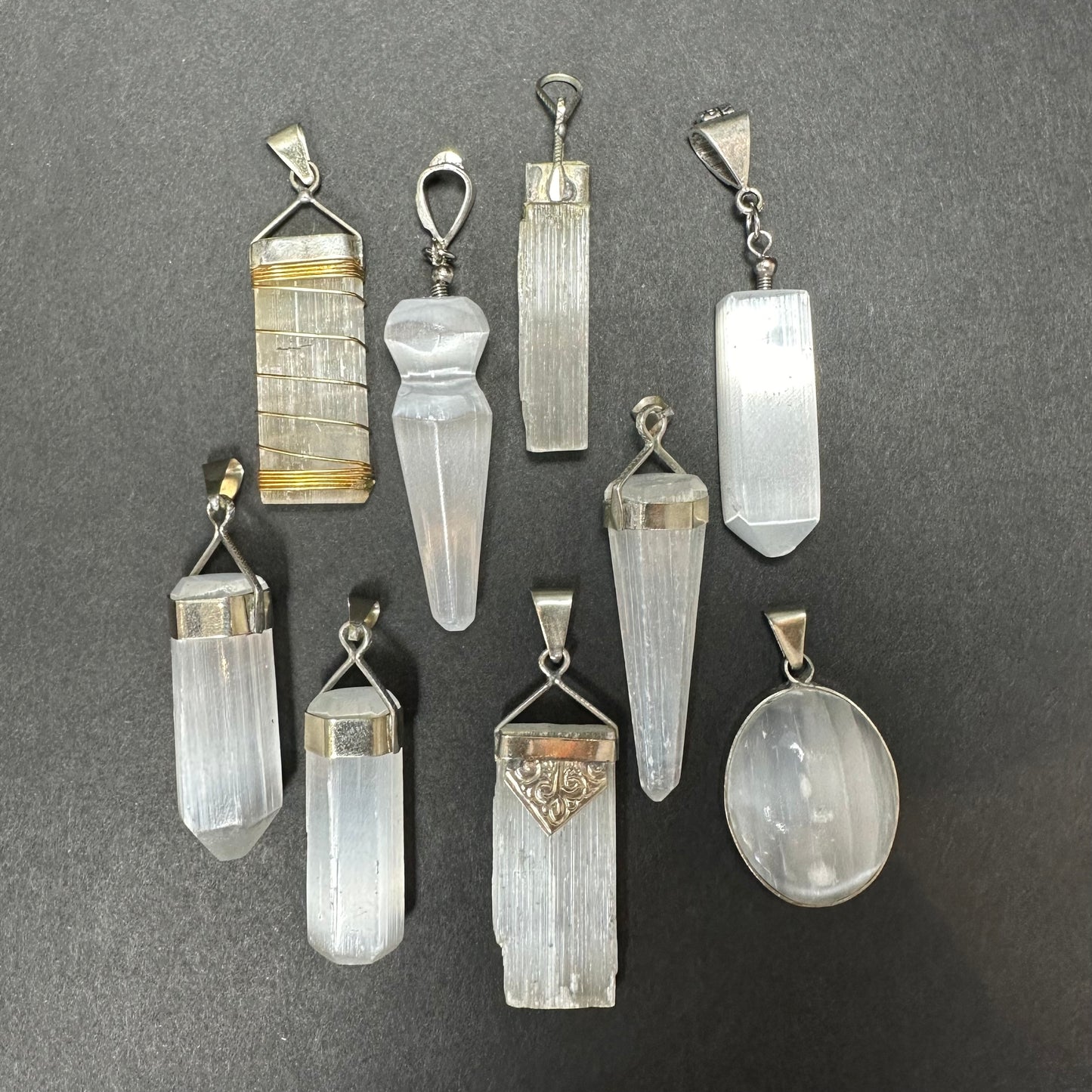 Selenite Pendant in Sterling Silver Clasp