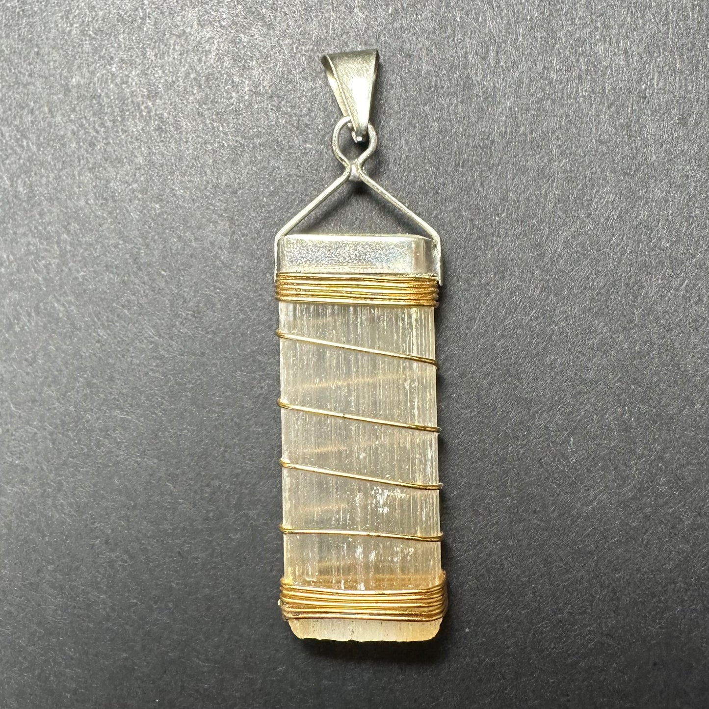 Selenite Pendant in Sterling Silver Clasp