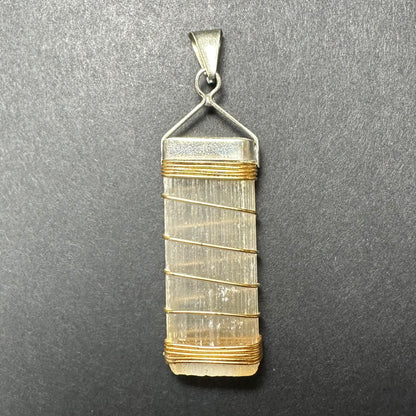 Selenite Pendant in Sterling Silver Clasp