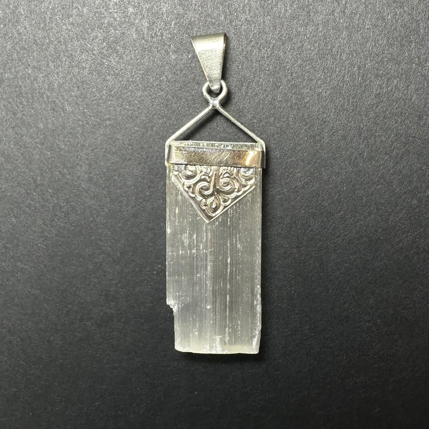 Selenite Pendant in Sterling Silver Clasp