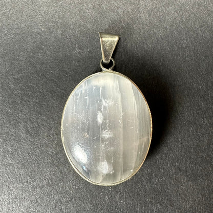 Selenite Pendant in Sterling Silver Clasp