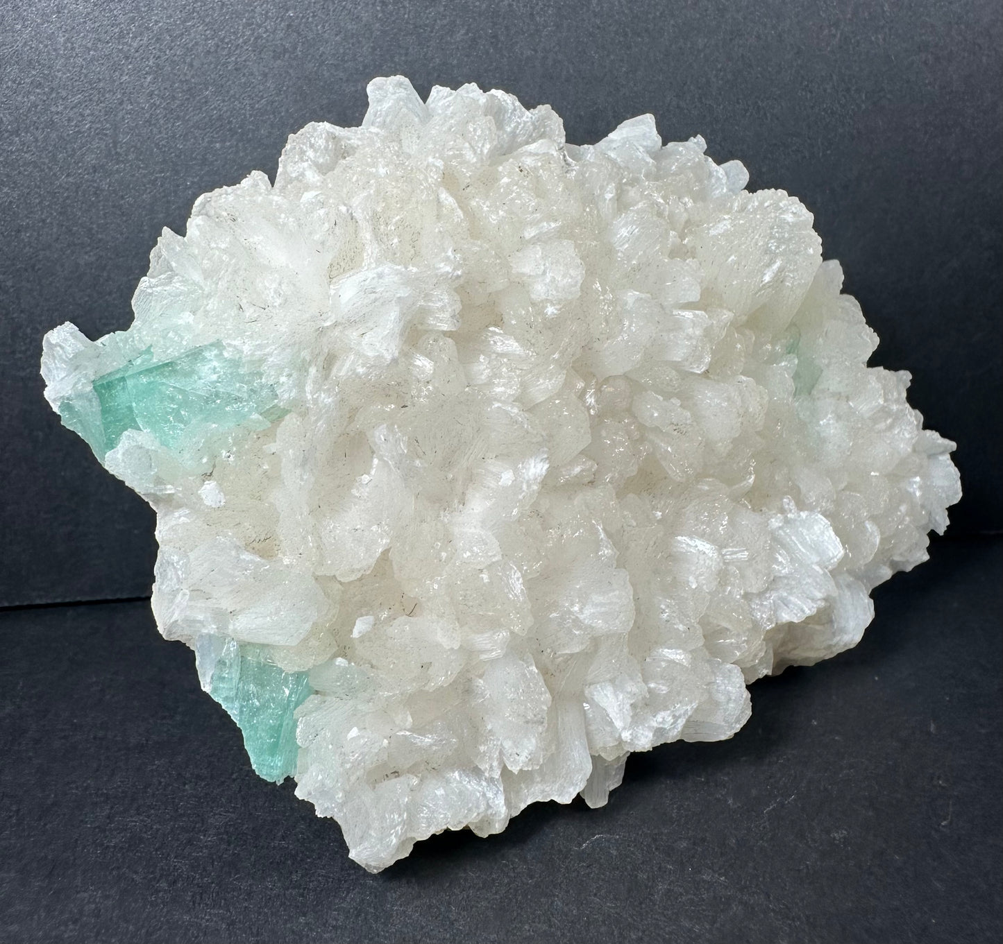 Ocean Green Apophyllite with Stilbite on matrix