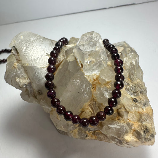 Red Garnet Round Bead Necklace