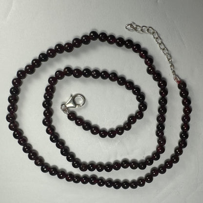 Red Garnet Round Bead Necklace