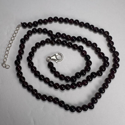 Red Garnet Round Bead Necklace