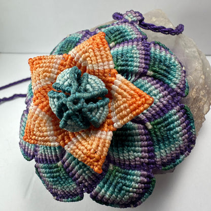 Hand-woven Flower Necklace with Hematite end