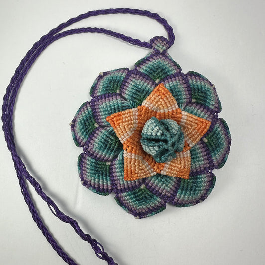 Hand-woven Flower Necklace with Hematite end