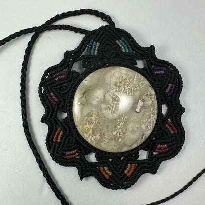 Hand Woven Flower Necklace with Jasper Cabochon
