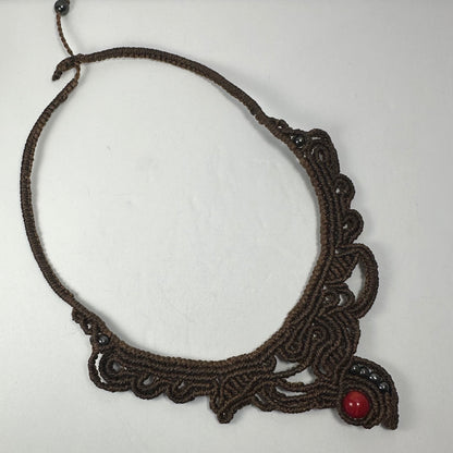 Handmade Macrame Choker with Coral Bead