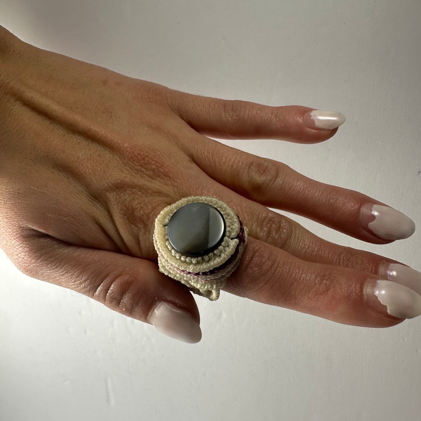 Handmade Woven Ring with Stone