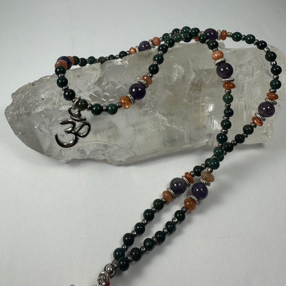 Handmade Bead Necklace with Silver 'Om' Pendant